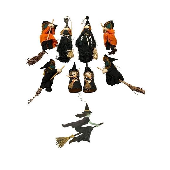 Lot of 9 Halloween Straw Kitchen Witch Decorations Home Decor Spooky